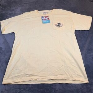 ComfortWash Venice Beach California Graphic Pocket T-Shirt Mens Large Yellow NEW